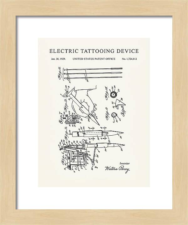 Electric Tattoo Machine Minimalist Patent Us1724812a