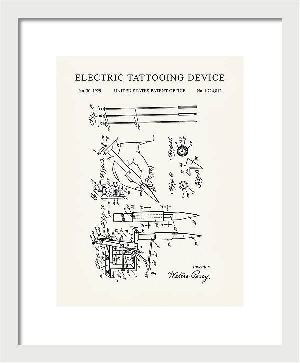 Electric Tattoo Machine Minimalist Patent Us1724812a