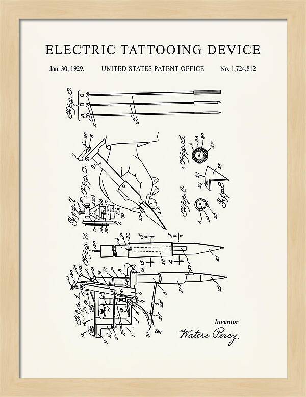 Electric Tattoo Machine Minimalist Patent Us1724812a