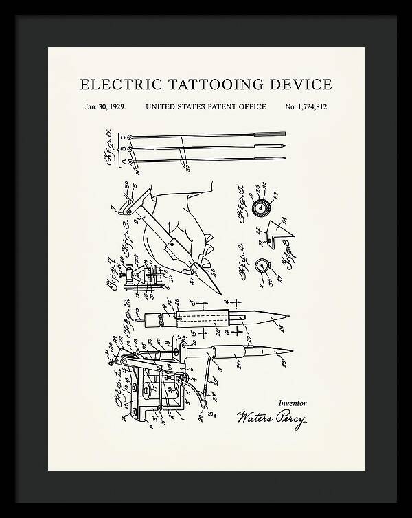 Electric Tattoo Machine Minimalist Patent Us1724812a