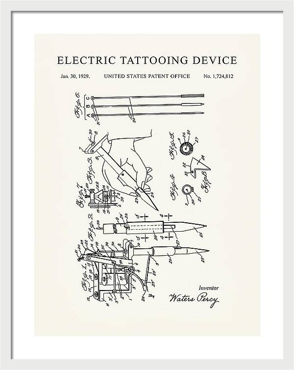 Electric Tattoo Machine Minimalist Patent Us1724812a