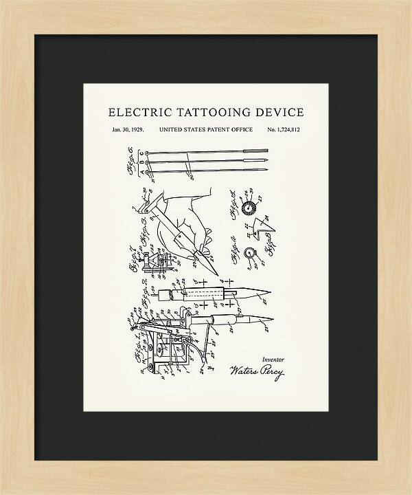 Electric Tattoo Machine Minimalist Patent Us1724812a