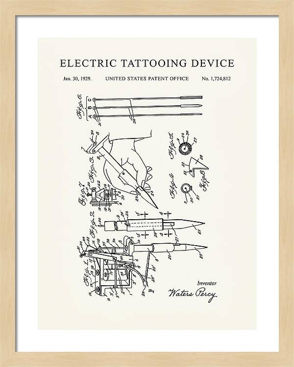 Electric Tattoo Machine Minimalist Patent Us1724812a