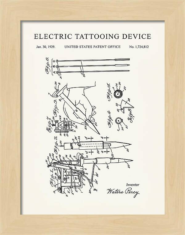 Electric Tattoo Machine Minimalist Patent Us1724812a