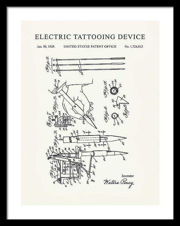 Electric Tattoo Machine Minimalist Patent Us1724812a