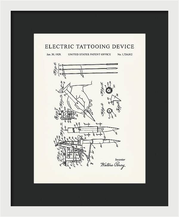 Electric Tattoo Machine Minimalist Patent Us1724812a