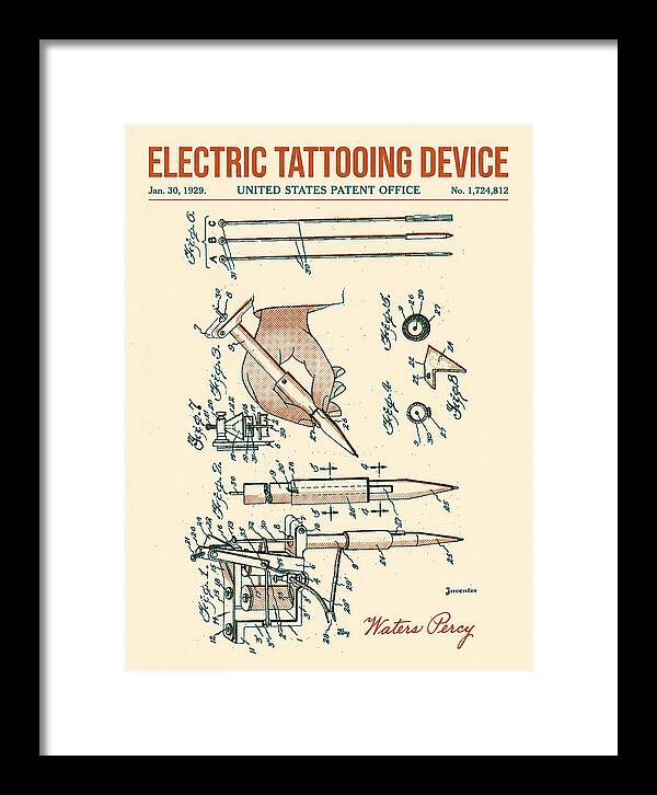 Electric Tattoo Machine Retro Patent Us1724812a