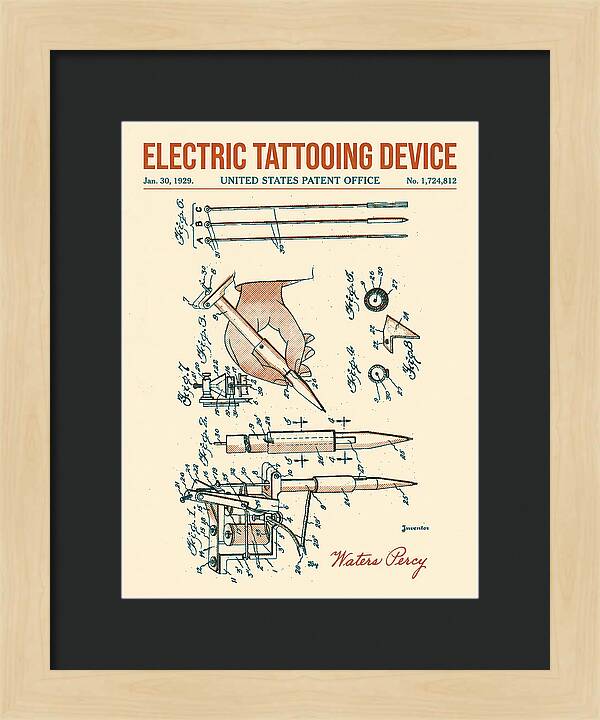 Electric Tattoo Machine Retro Patent Us1724812a