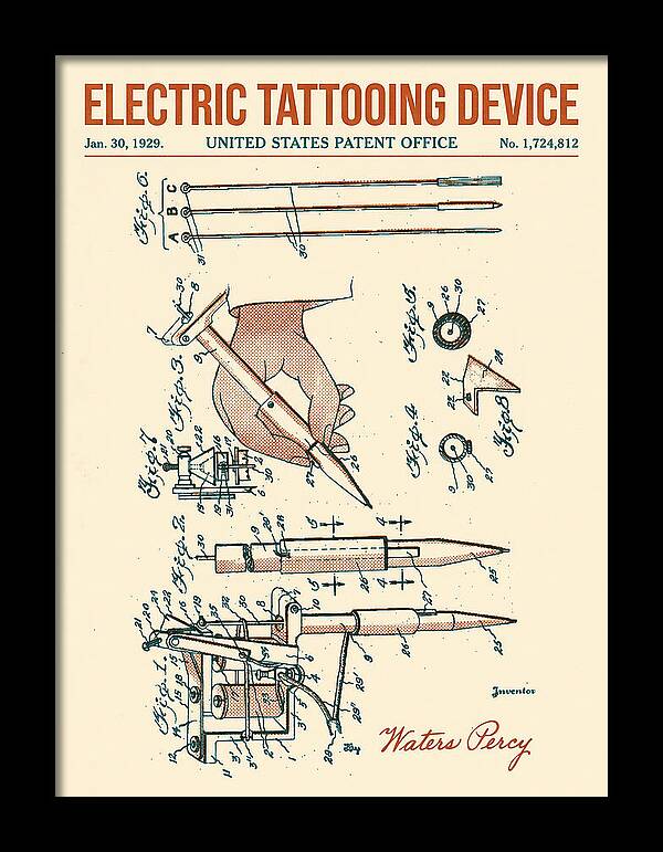 Electric Tattoo Machine Retro Patent Us1724812a