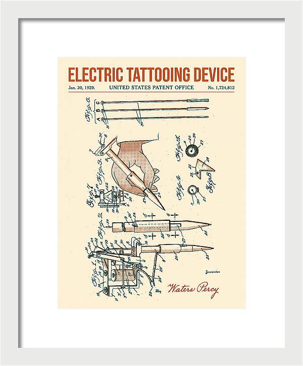 Electric Tattoo Machine Retro Patent Us1724812a