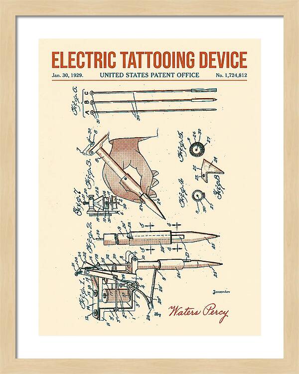 Electric Tattoo Machine Retro Patent Us1724812a