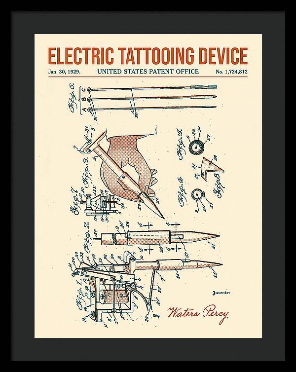 Electric Tattoo Machine Retro Patent Us1724812a