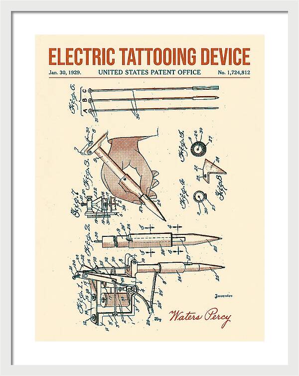 Electric Tattoo Machine Retro Patent Us1724812a