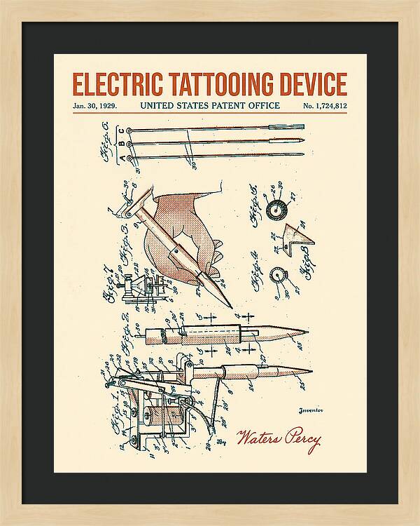 Electric Tattoo Machine Retro Patent Us1724812a