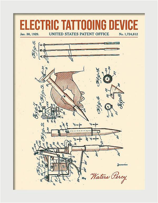 Electric Tattoo Machine Retro Patent Us1724812a