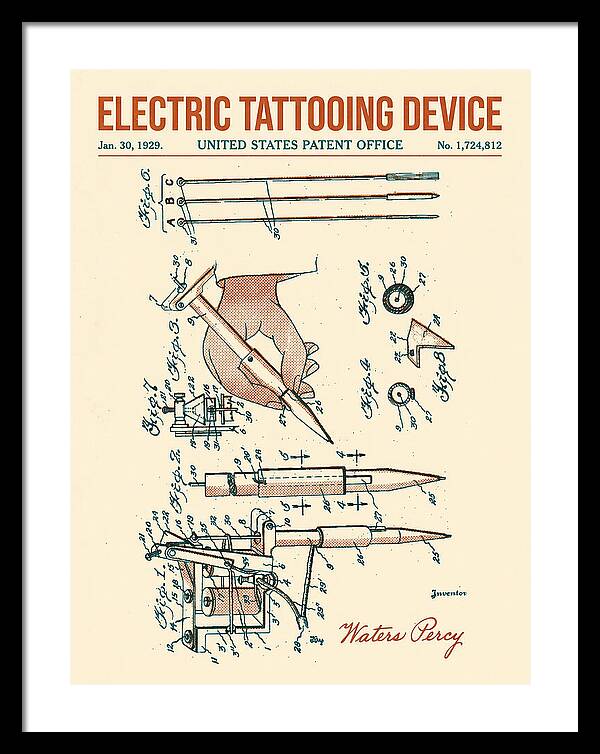 Electric Tattoo Machine Retro Patent Us1724812a