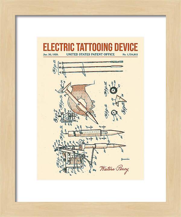 Electric Tattoo Machine Retro Patent Us1724812a