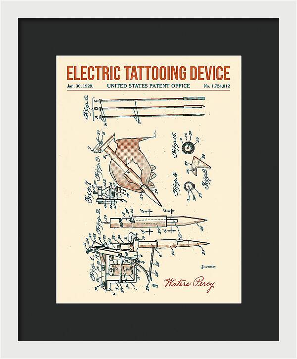Electric Tattoo Machine Retro Patent Us1724812a