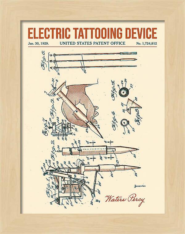 Electric Tattoo Machine Retro Patent Us1724812a