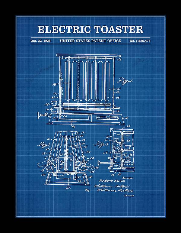Electric Toaster Blueprint Patent Us1826475a