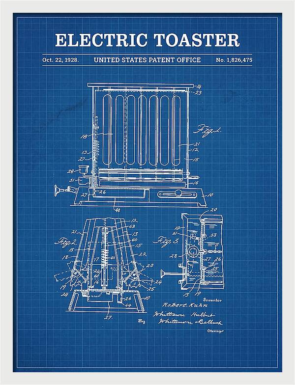 Electric Toaster Blueprint Patent Us1826475a