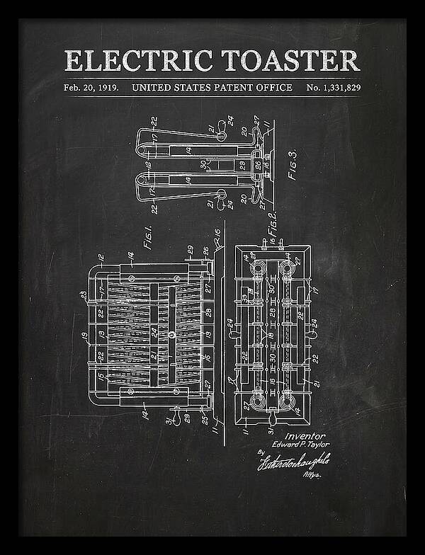 Electric Toaster Chalkboard Patent Us1331829a