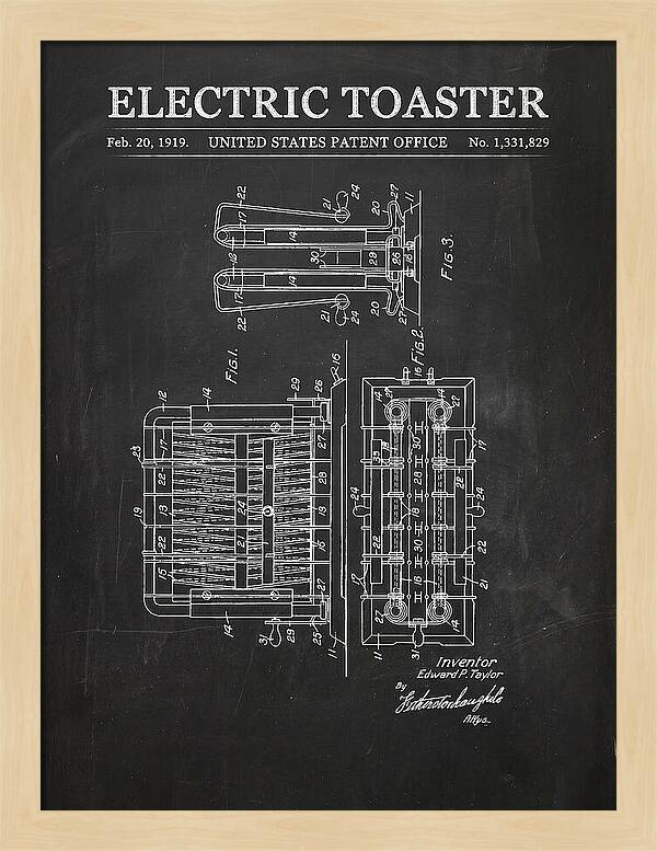 Electric Toaster Chalkboard Patent Us1331829a