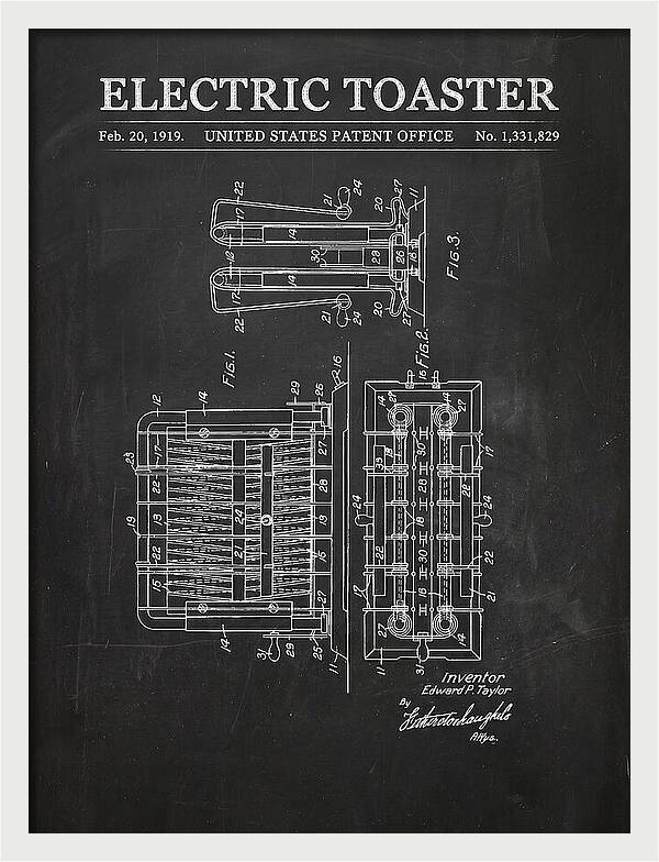 Electric Toaster Chalkboard Patent Us1331829a