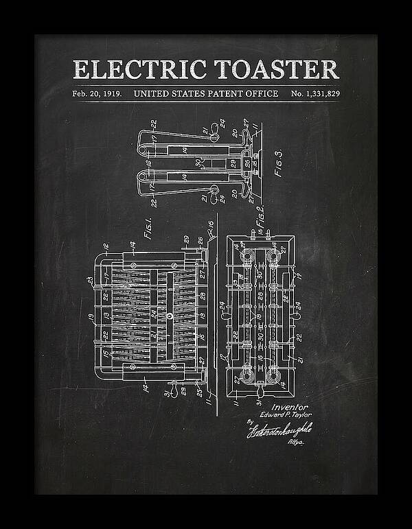 Electric Toaster Chalkboard Patent Us1331829a