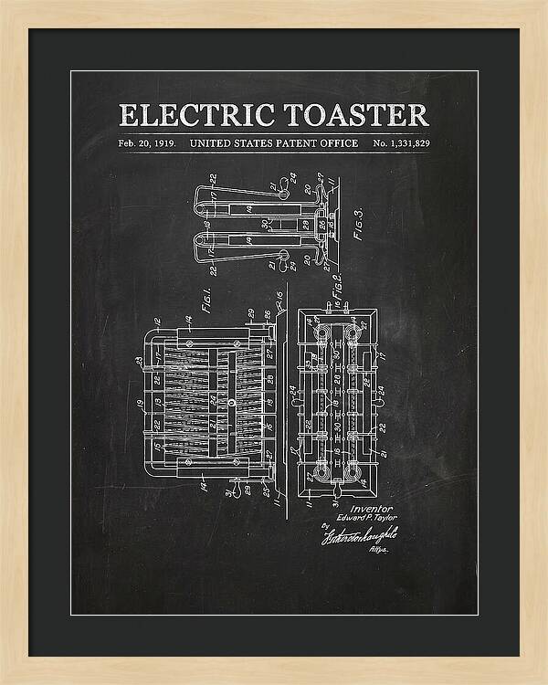 Electric Toaster Chalkboard Patent Us1331829a