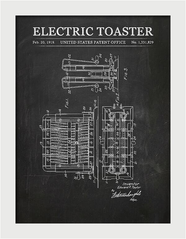 Electric Toaster Chalkboard Patent Us1331829a