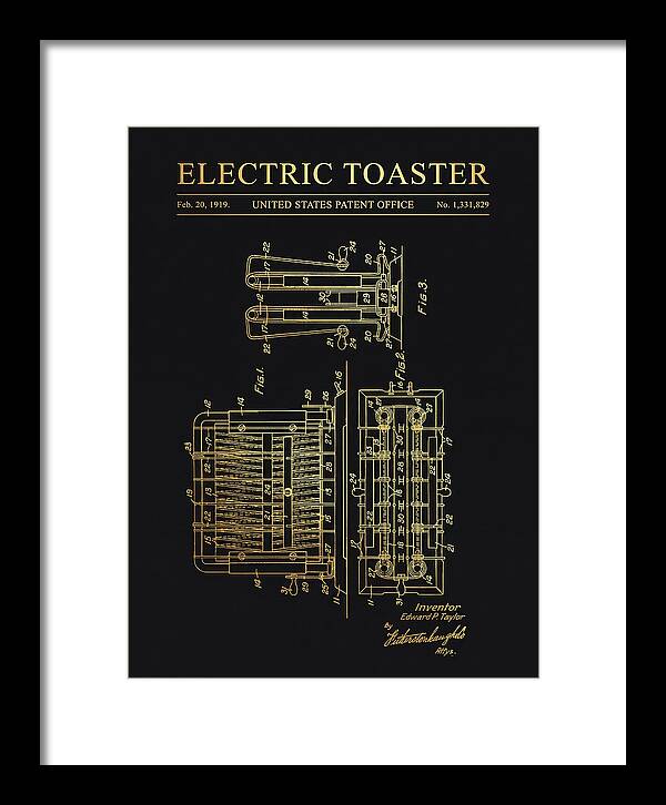 Electric Toaster Gold Patent Us1331829a