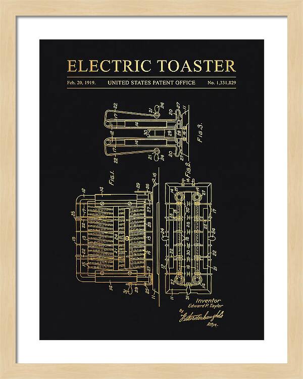 Electric Toaster Gold Patent Us1331829a