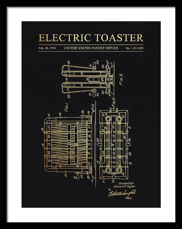 Electric Toaster Gold Patent Us1331829a