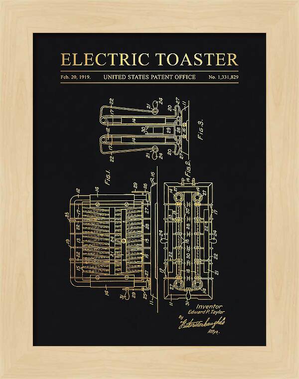 Electric Toaster Gold Patent Us1331829a