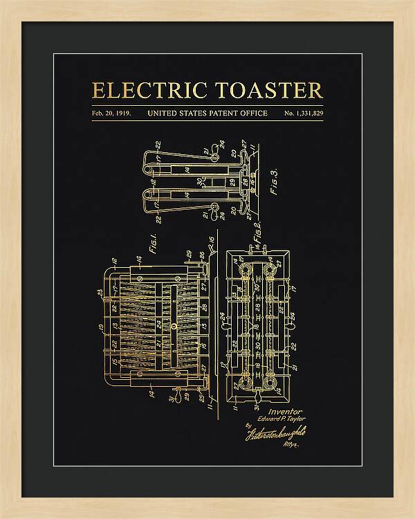 Electric Toaster Gold Patent Us1331829a