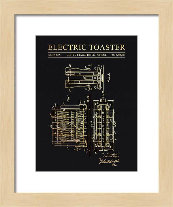 Electric Toaster Gold Patent Us1331829a