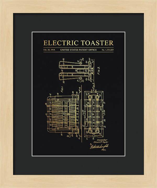 Electric Toaster Gold Patent Us1331829a