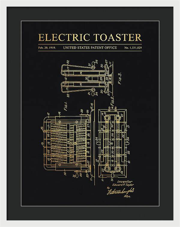Electric Toaster Gold Patent Us1331829a