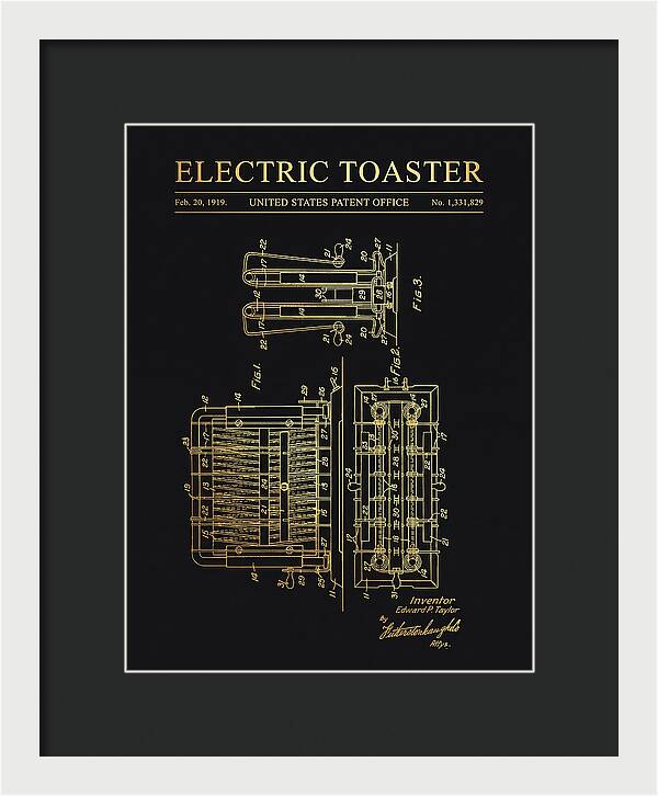 Electric Toaster Gold Patent Us1331829a