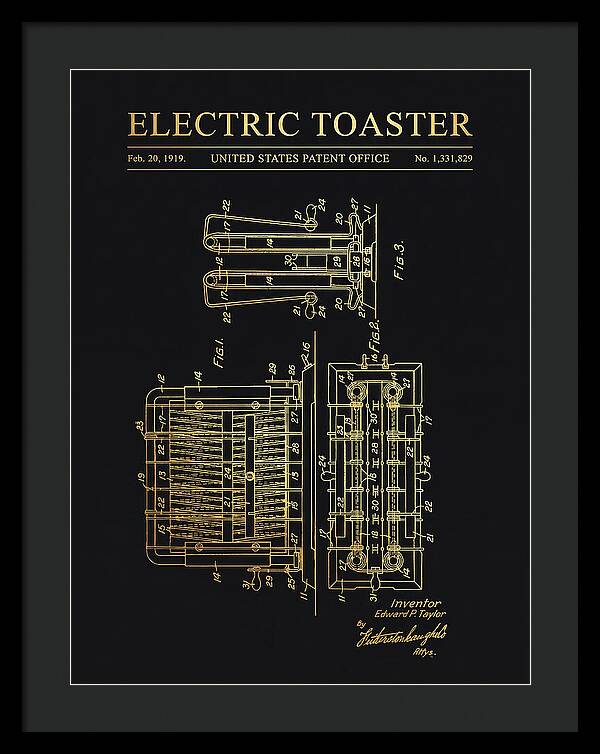 Electric Toaster Gold Patent Us1331829a