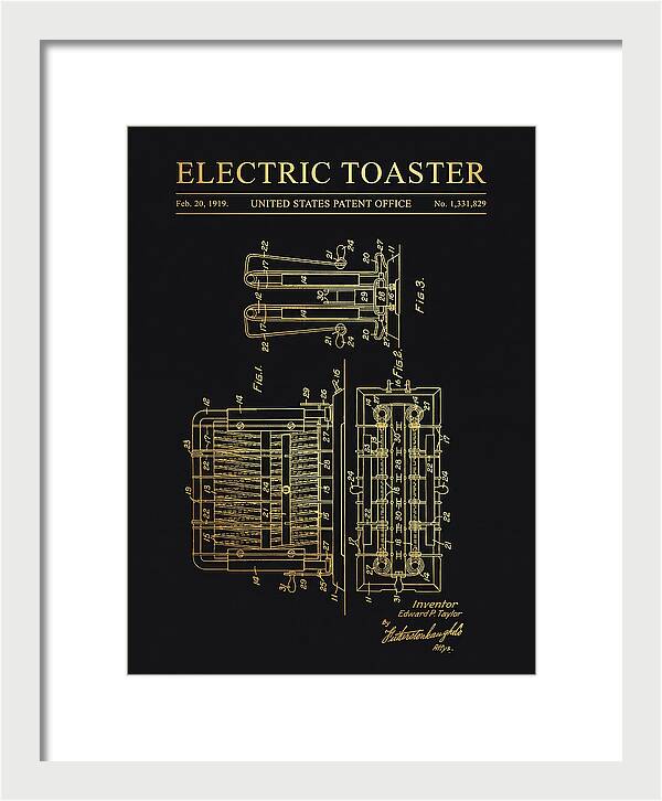Electric Toaster Gold Patent Us1331829a