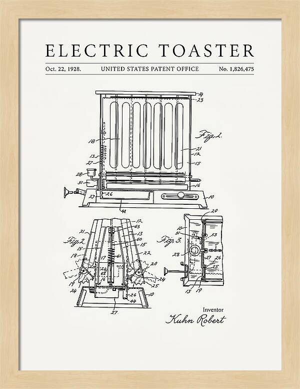 Electric Toaster Minimalist Patent Us1826475a