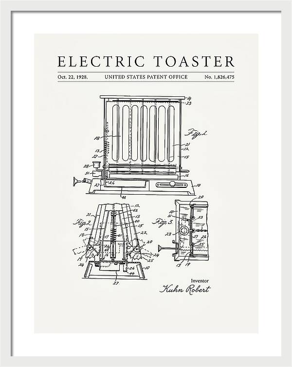 Electric Toaster Minimalist Patent Us1826475a