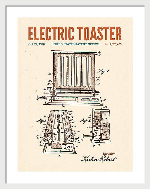 Electric Toaster Retro Patent Us1826475a
