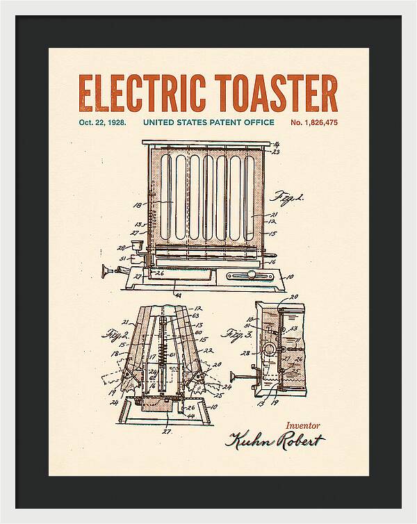 Electric Toaster Retro Patent Us1826475a