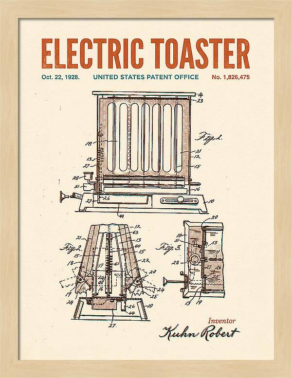 Electric Toaster Retro Patent Us1826475a