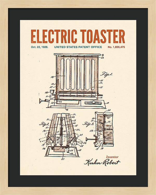 Electric Toaster Retro Patent Us1826475a