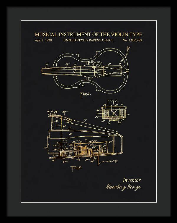 Electric Violin Gold Patent Us1900489a