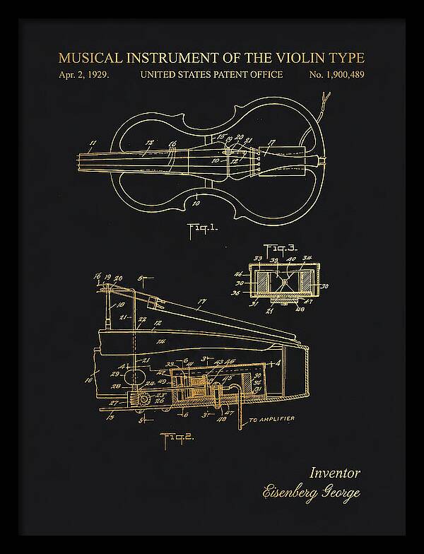 Electric Violin Gold Patent Us1900489a